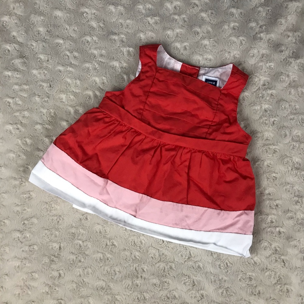 Janie and Jack Baby Girl Summer Top Coral White Colorblock Size 3-6 Months - Picture 1 of 5